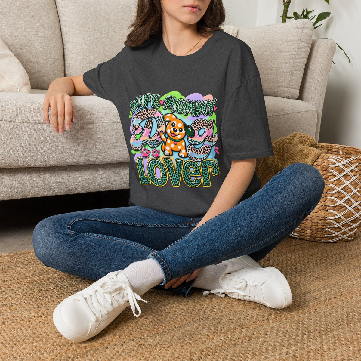 Dog Lover T-Shirt — "Wife Mommy Dog Lover" Cute Puppy Graphic Tee