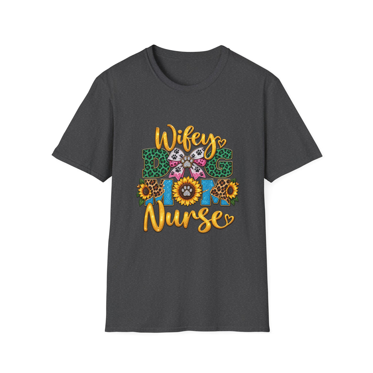 Wifey Dog Mom Nurse T‑Shirt — Floral Leopard Pet Lover Tee