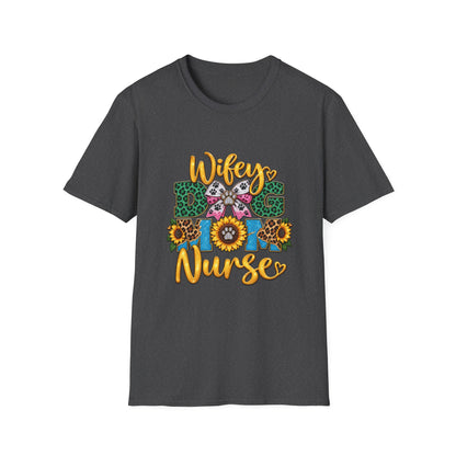 Wifey Dog Mom Nurse T‑Shirt — Floral Leopard Pet Lover Tee