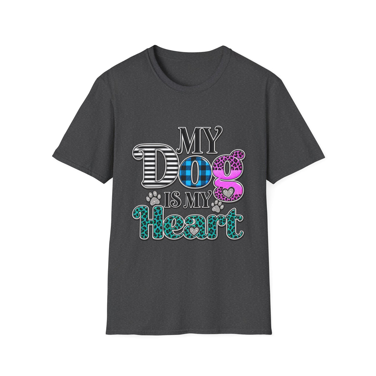 My Dog Is My Heart T-Shirt — Colorful Plaid
