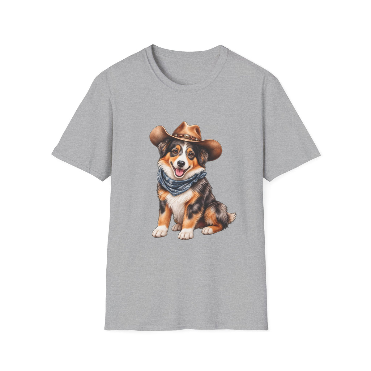 Cowboy Dog T-Shirt — Cute Australian Shepherd in Hat
