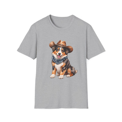 Cowboy Dog T-Shirt — Cute Australian Shepherd in Hat