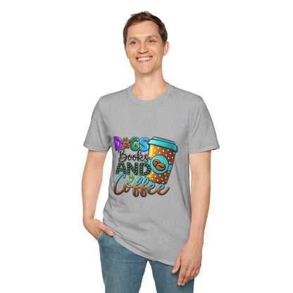 Dogs Books and Coffee T-Shirt