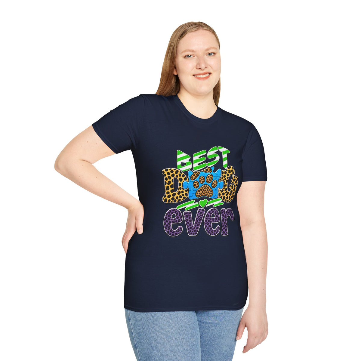 Best Dog Ever T-Shirt — Colorful Leopard & Paw Graphic