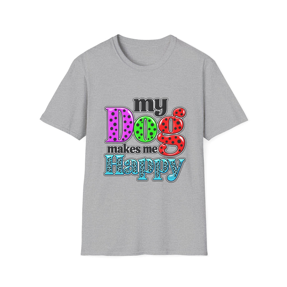 My Dog Makes Me Happy Colorful Retro Graphic