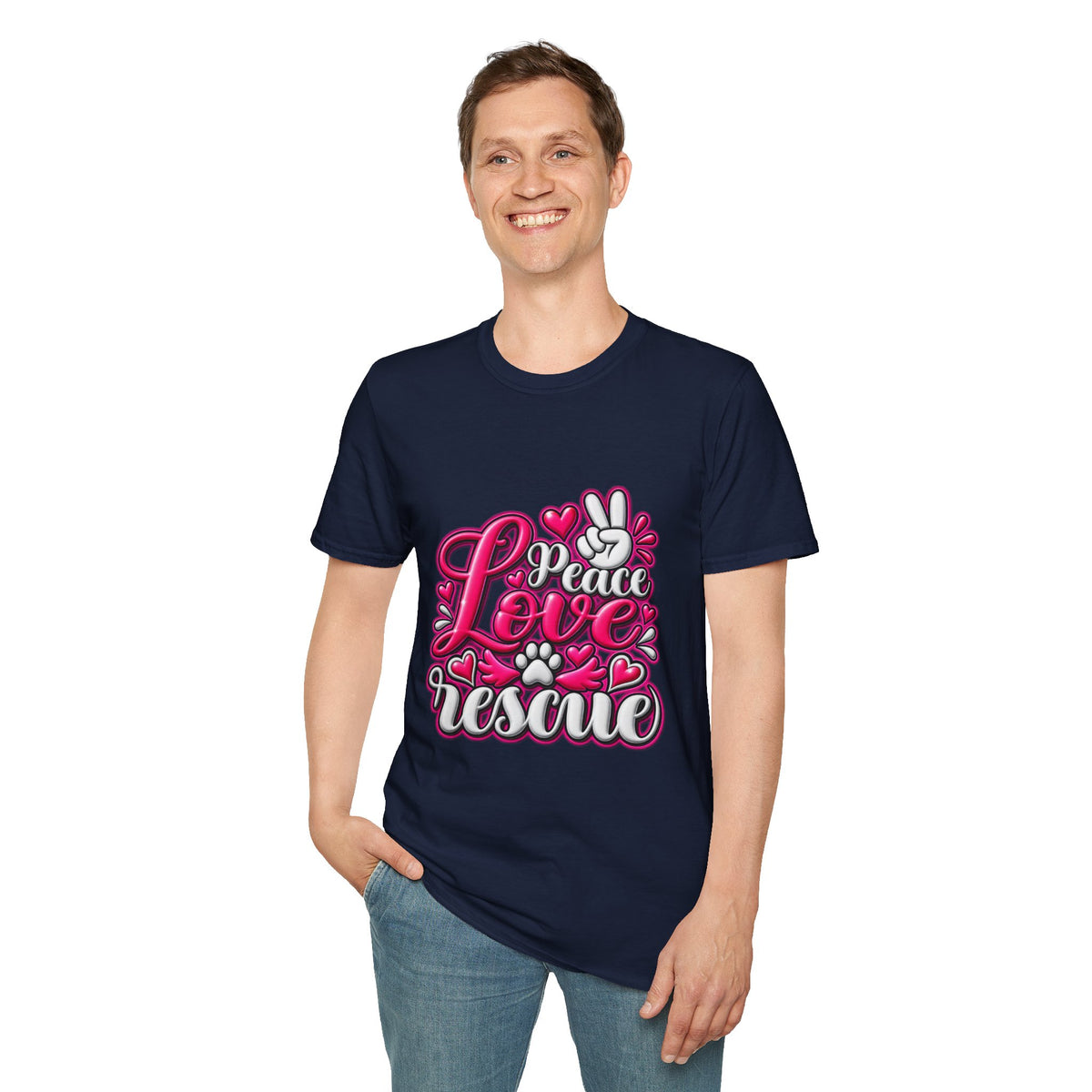 Rescue Love T-Shirt — "Peace Love Rescue" Pet Rescue Animal Advocate Tee