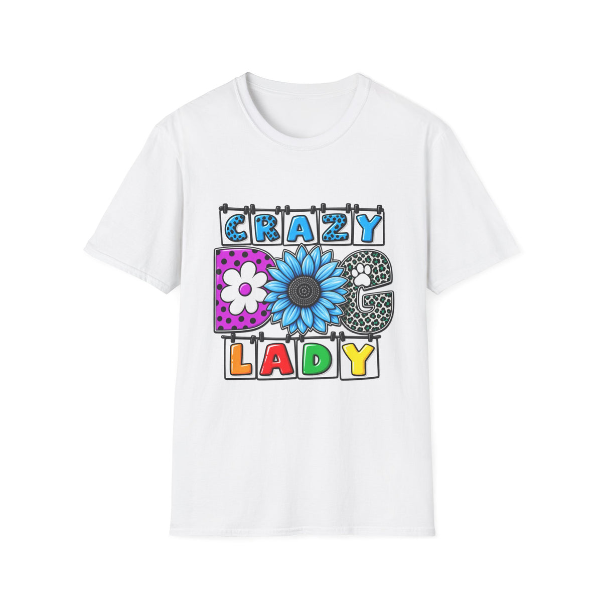 Crazy Dog Lady T-Shirt — Colorful Floral Typography