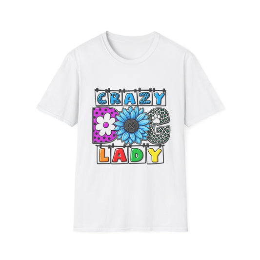 Crazy Dog Lady T-Shirt — Colorful Floral Typography