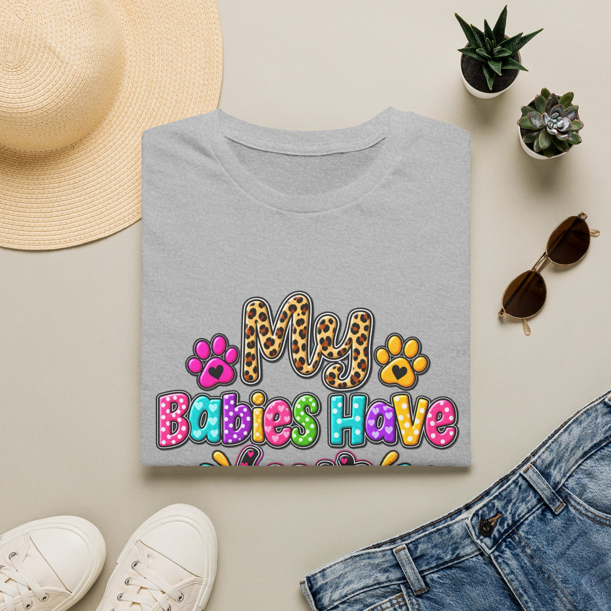 Babies Have Your Paws Cute Leopard Paw Print Graphic Tee
