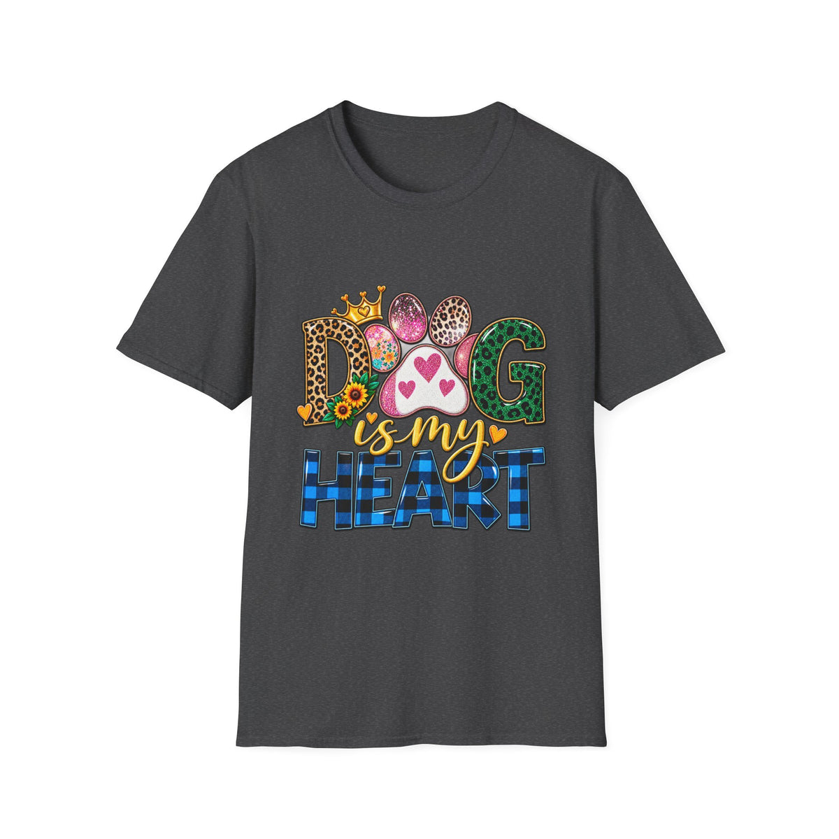 Dog Is My Heart T-Shirt — Colorful Paw Print