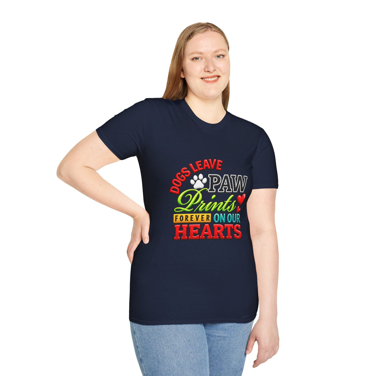 Dogs Leave Paw Prints T-Shirt — "Paw Prints Forever on Our Hearts" Memorial Tee