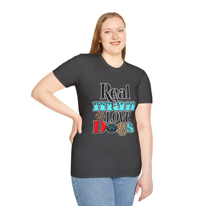 Real Man Loves Dogs T-Shirt — Vintage Paw Print Graphic