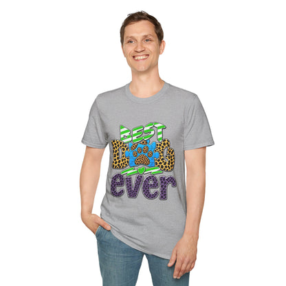 Best Dog Ever T-Shirt — Colorful Leopard & Paw Graphic