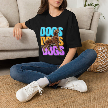 Dogs Retro Graphic T-Shirt — Colorful Leopard Print Design