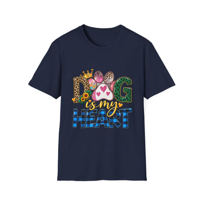 Dog Is My Heart T-Shirt — Colorful Paw Print