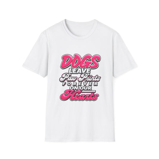 Dog Lover T-Shirt — "Dogs Leave Paw Prints Forever on Our Hearts" Graphic Tee