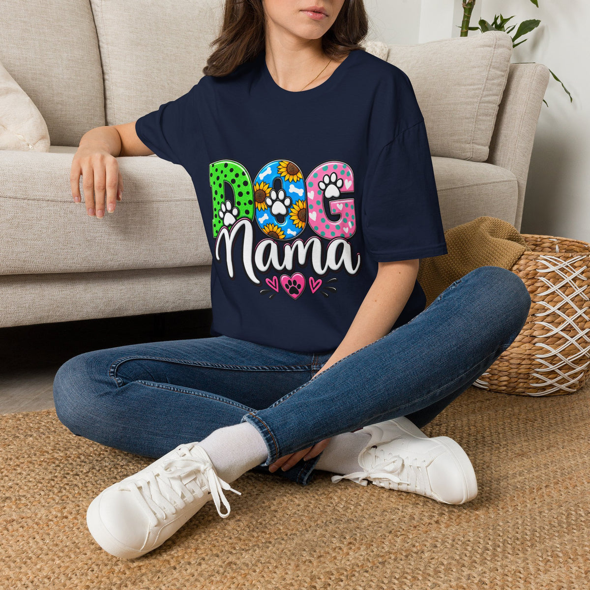 Dog Mama T-Shirt Paw Print Graphic Tee for Pet Lovers