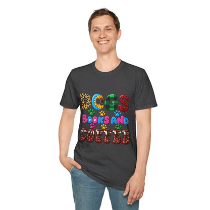 T-Shirt — Dogs, Books and Coffee Graphic Tee
