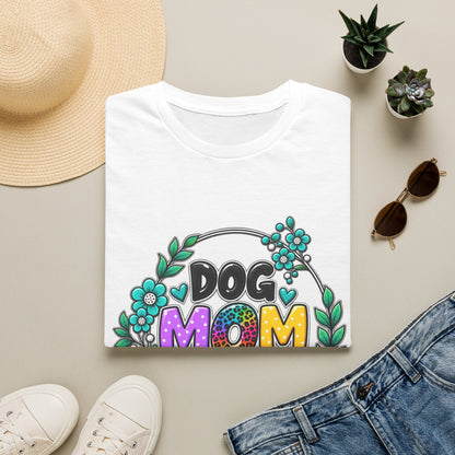 Dog Mom T-Shirt — Colorful Floral Paw Print Tee for Pet Lovers