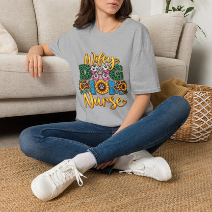 Wifey Dog Mom Nurse T‑Shirt — Floral Leopard Pet Lover Tee