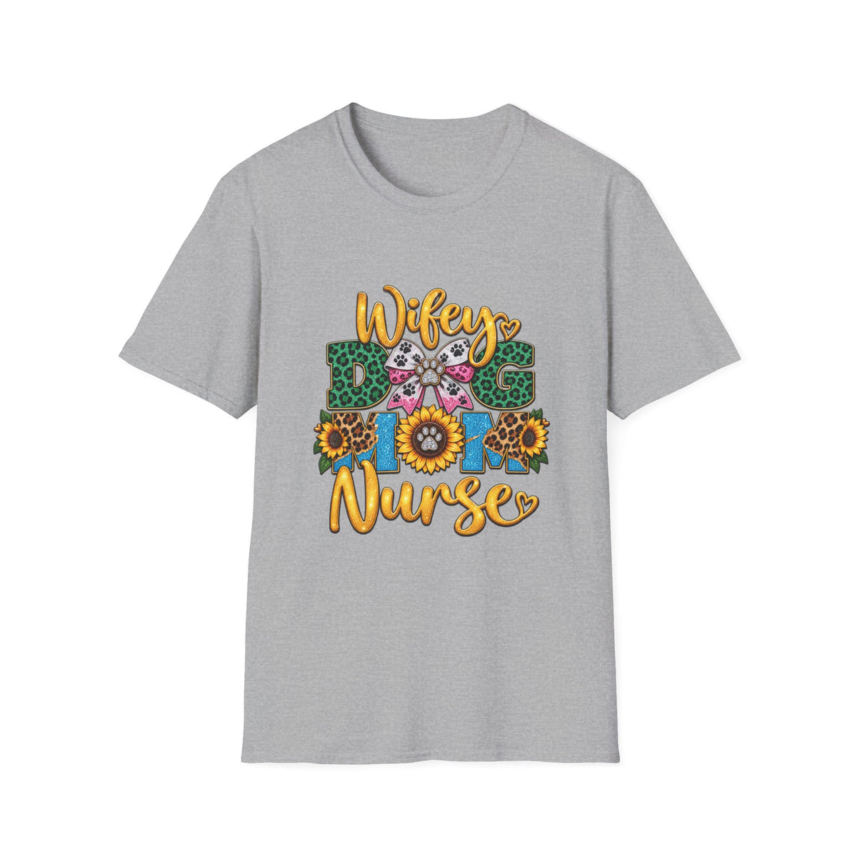 Wifey Dog Mom Nurse T‑Shirt — Floral Leopard Pet Lover Tee