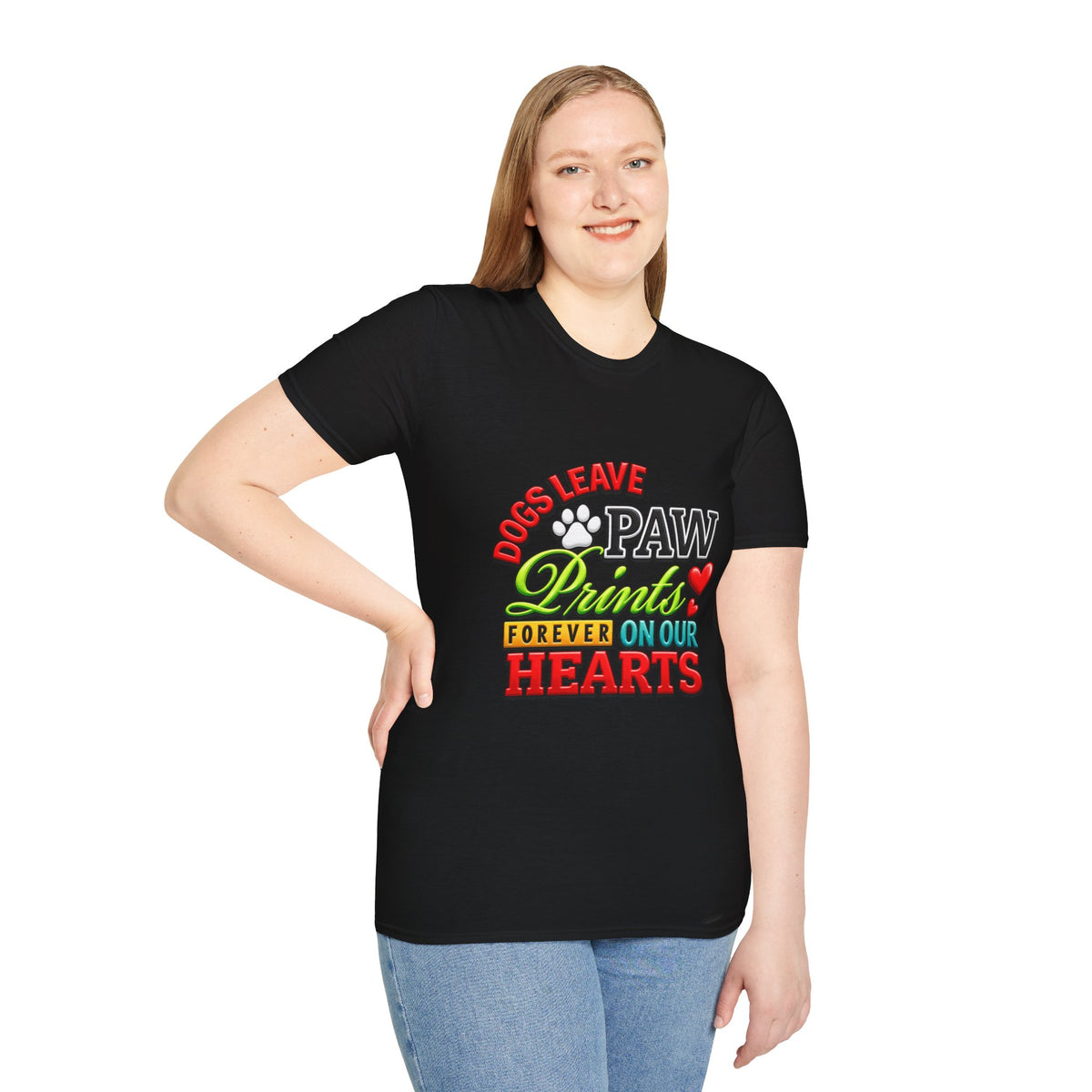Dogs Leave Paw Prints T-Shirt — "Paw Prints Forever on Our Hearts" Memorial Tee