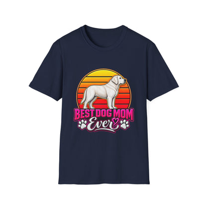 Best Dog Mom Ever T-Shirt – Retro Sunset Labrador Dog Mom Gift
