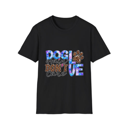 Dog Mom T-Shirt - "Dog Hair Don’t Care" Leopard Paw Graphic
