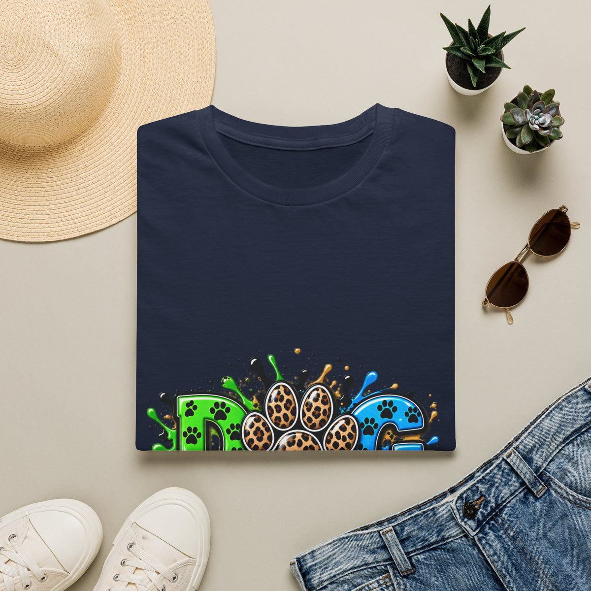 Dog Paw Splash T-Shirt Leopard Print Paw Graphic