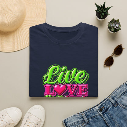 Live Love Dogs T-Shirt — Bright Neon Paw Graphic Tee