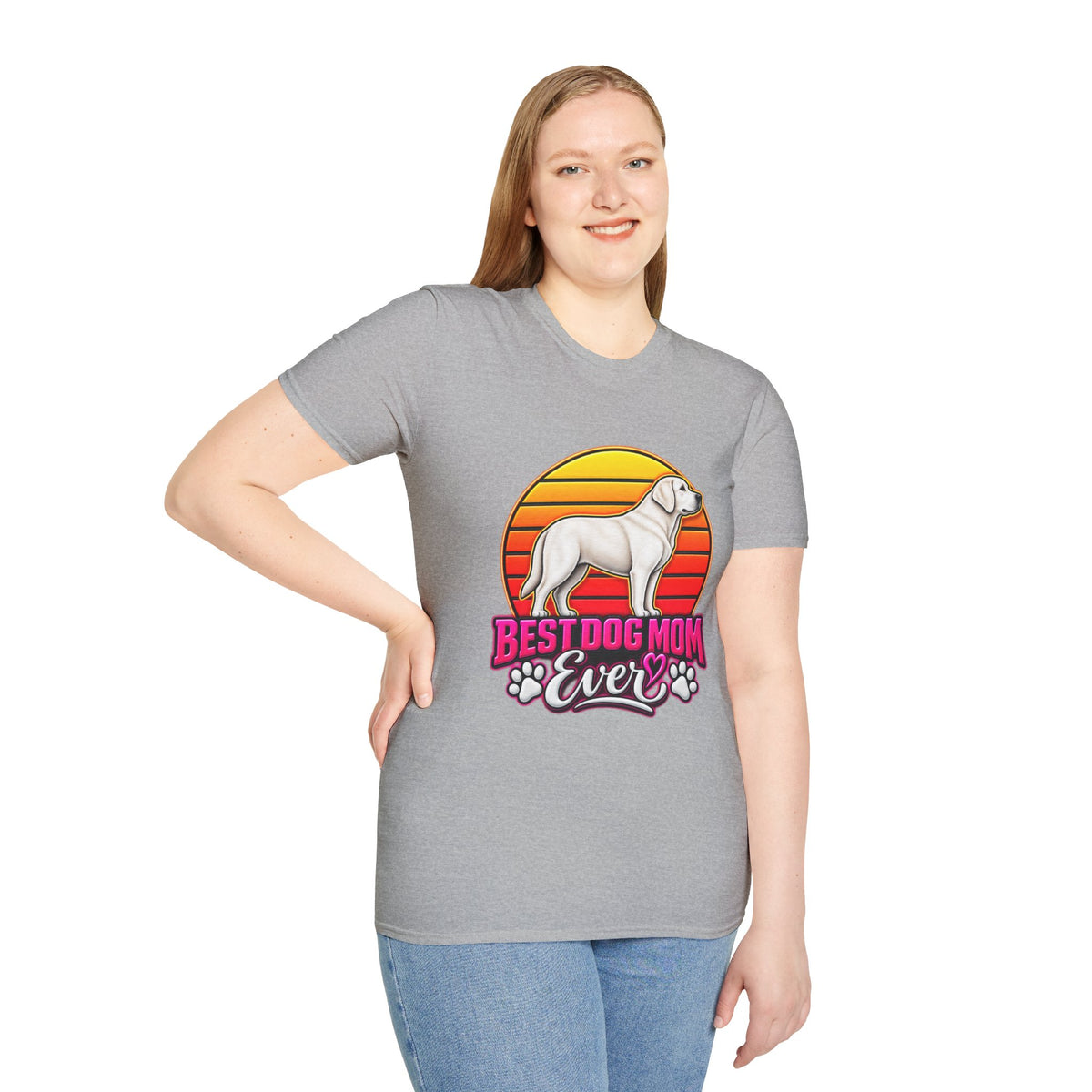 Best Dog Mom Ever T-Shirt – Retro Sunset Labrador Dog Mom Gift