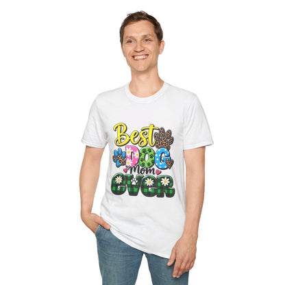 Best Dog Mom Ever T-Shirt — Colorful Paw Print