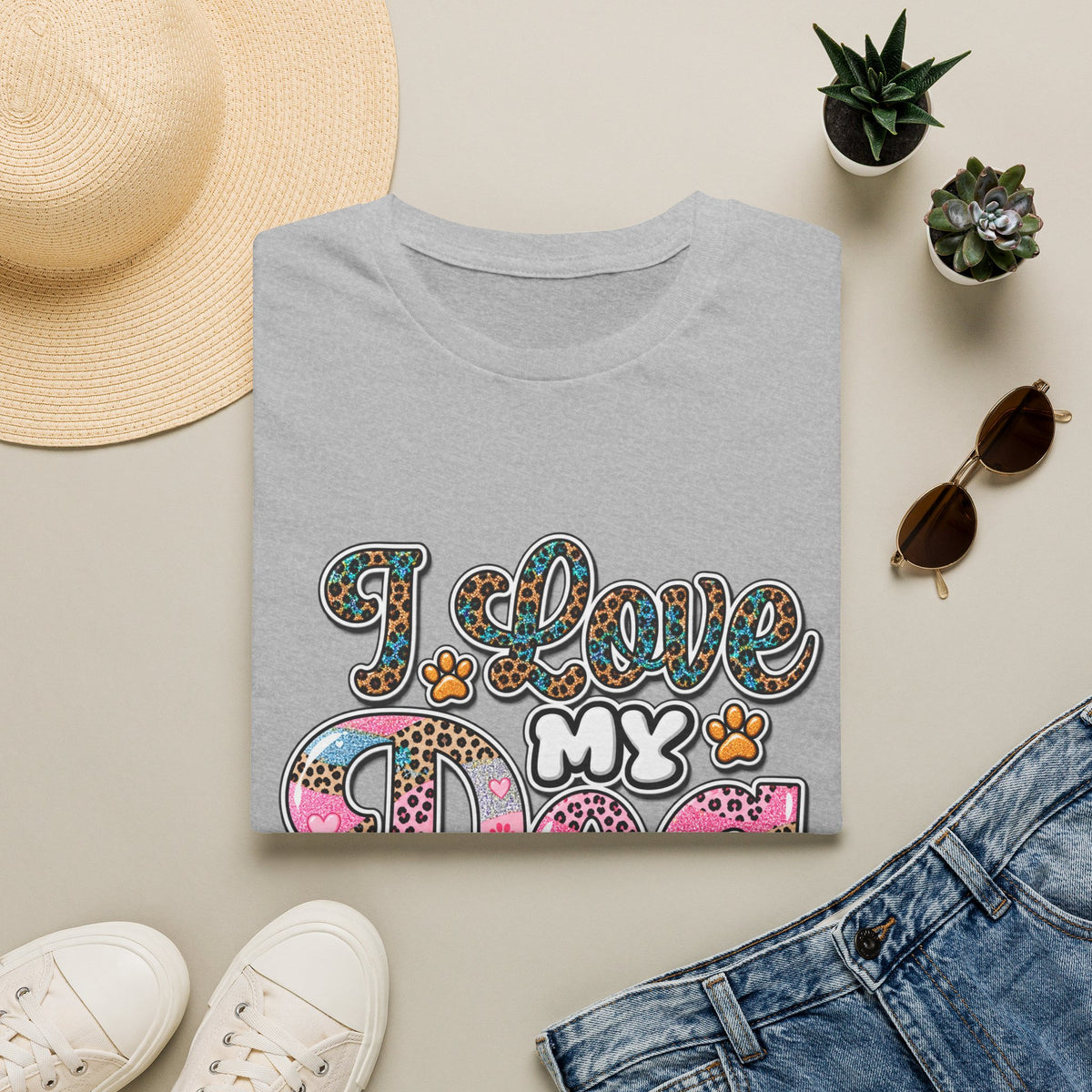 I Love My Dog T-Shirt — Colorful Paw