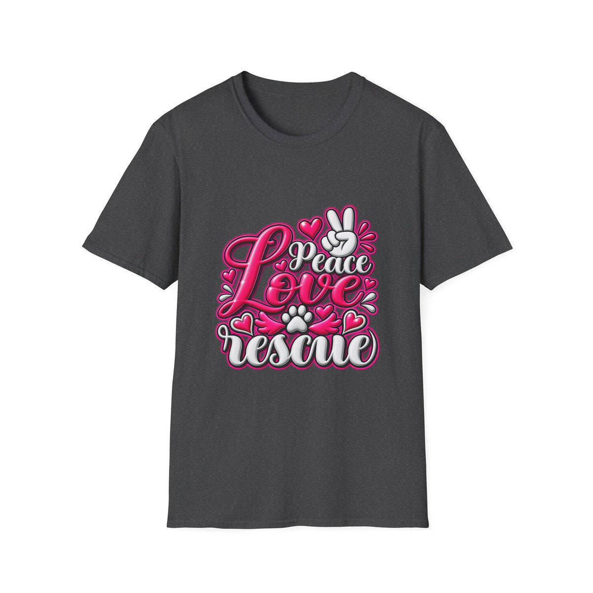 Rescue Love T-Shirt — "Peace Love Rescue" Pet Rescue Animal Advocate Tee