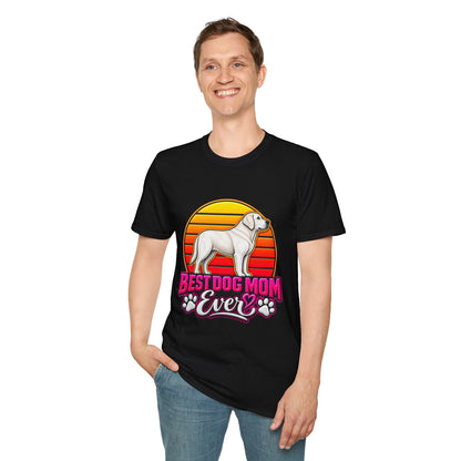 Best Dog Mom Ever T-Shirt – Retro Sunset Labrador Dog Mom Gift
