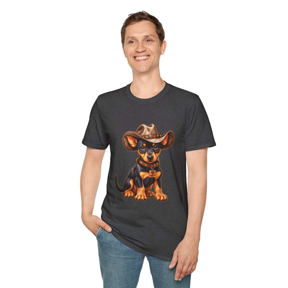 Cowboy Pup T‑Shirt  Cute Dachshund in Western Hat