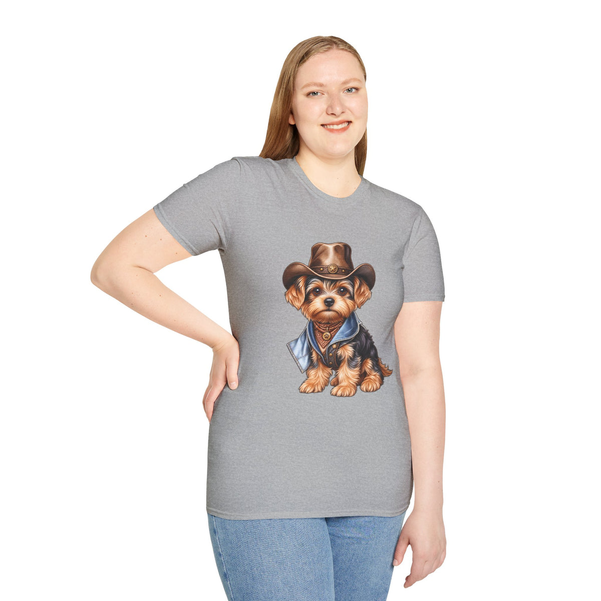Cute Yorkshire Terrier in Western Hat Tee