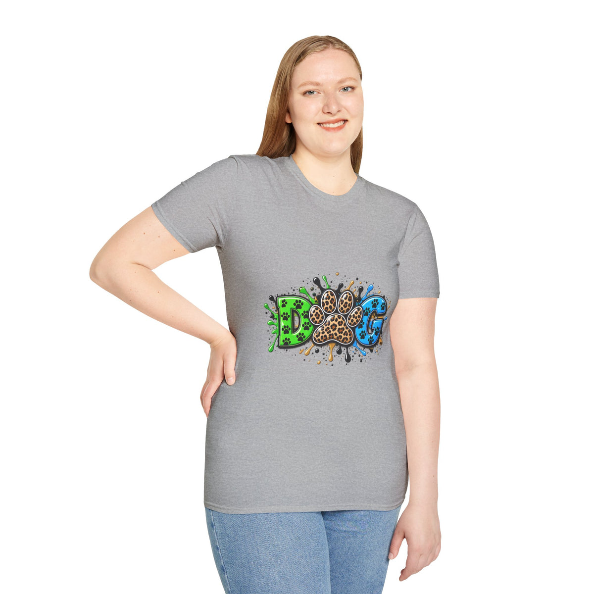 Dog Paw Splash T-Shirt Leopard Print Paw Graphic