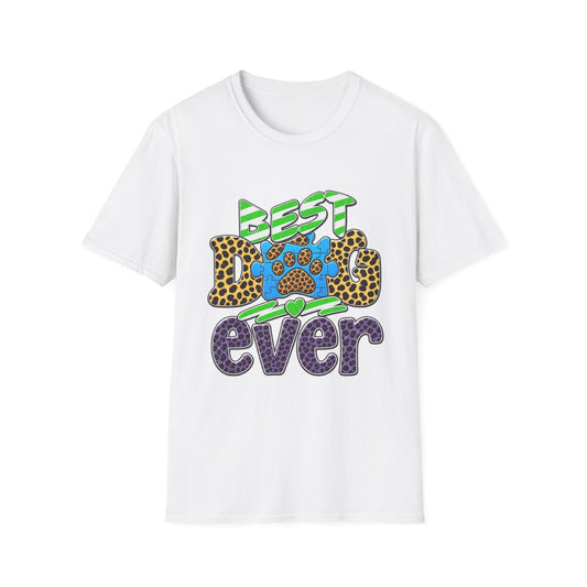 Best Dog Ever T-Shirt — Colorful Leopard & Paw Graphic