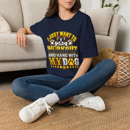 Workout & Hang With My Dog T-Shirt — Funny Dog Lover Fitness Tee