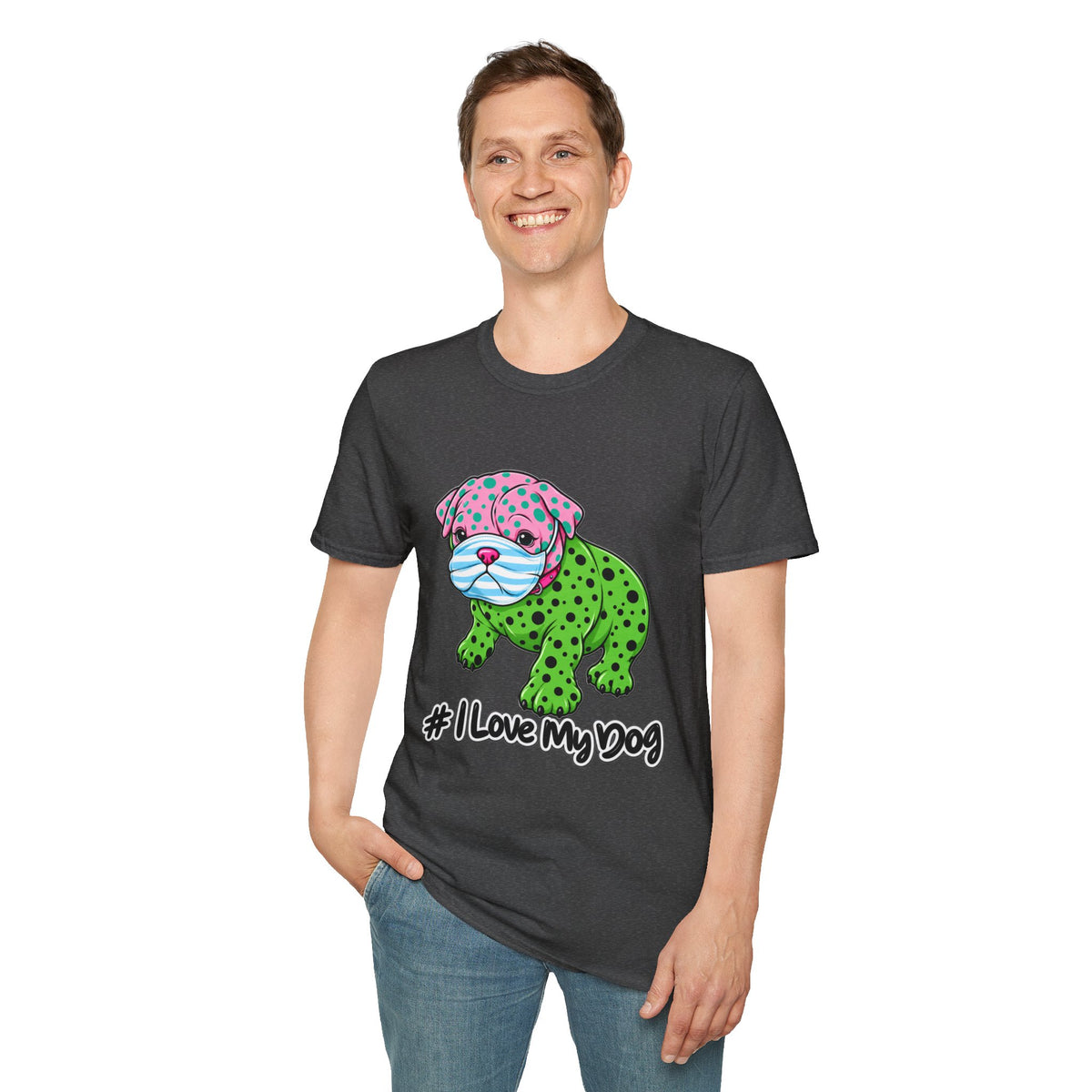 I Love My Dog T-Shirt — Colorful Polka Dot Puppy