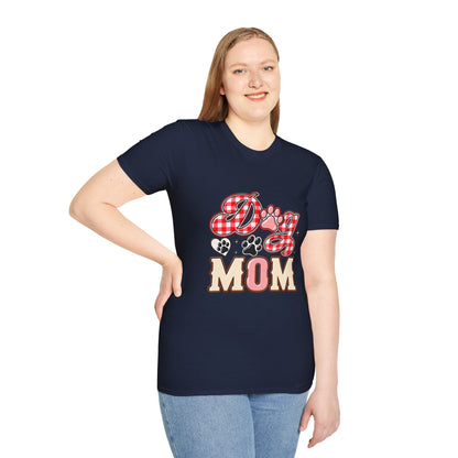 Dog Mom T-Shirt — Red Gingham Paw Graphic Tee