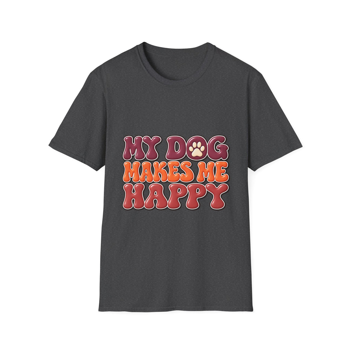 My Dog Makes Me Happy" Retro Paw Graphic