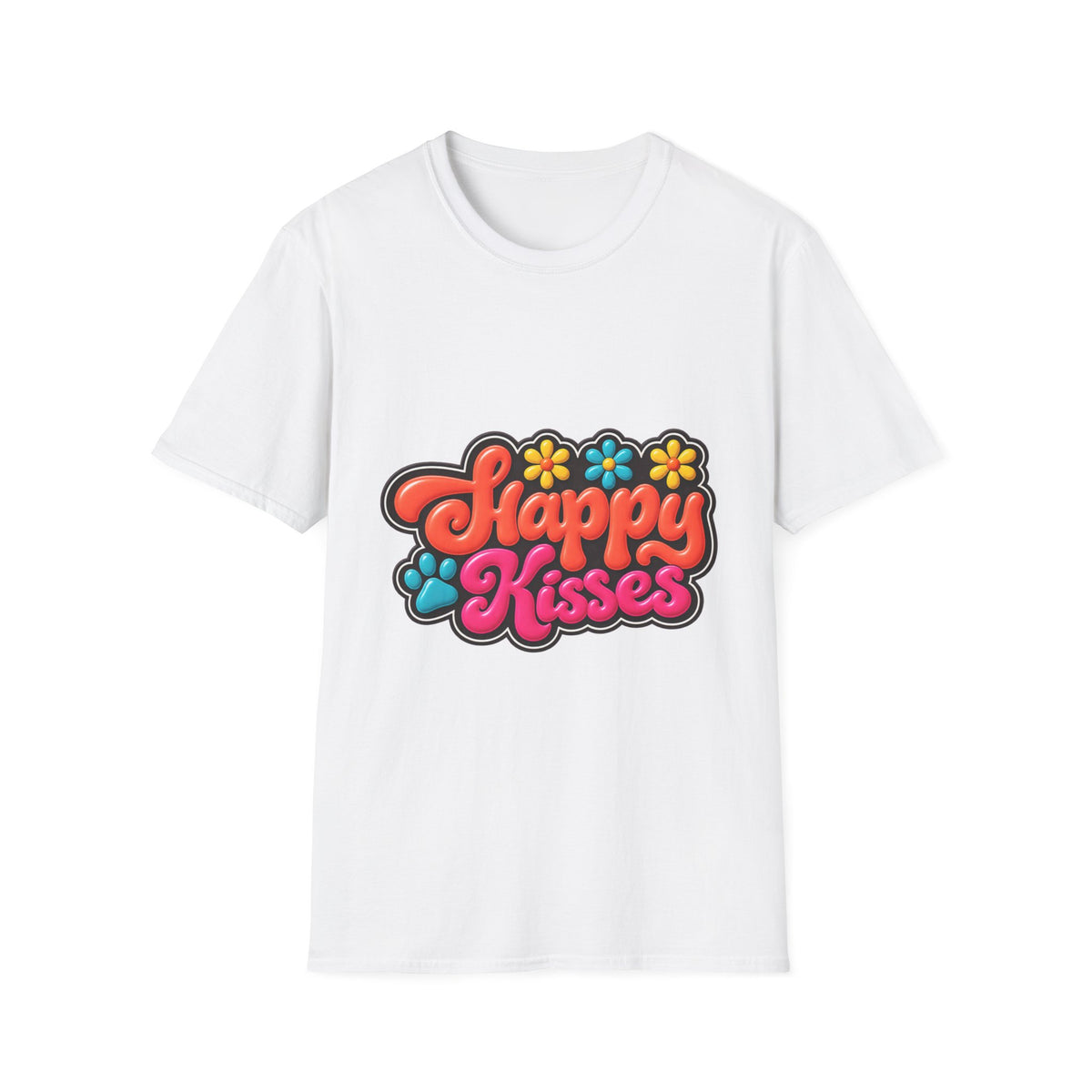 Happy Kisses T-Shirt — Retro Floral Graphic Tee