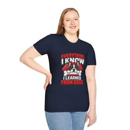 "Everything I Know I Learned From Dogs" Cute Puppy Graphic Tee