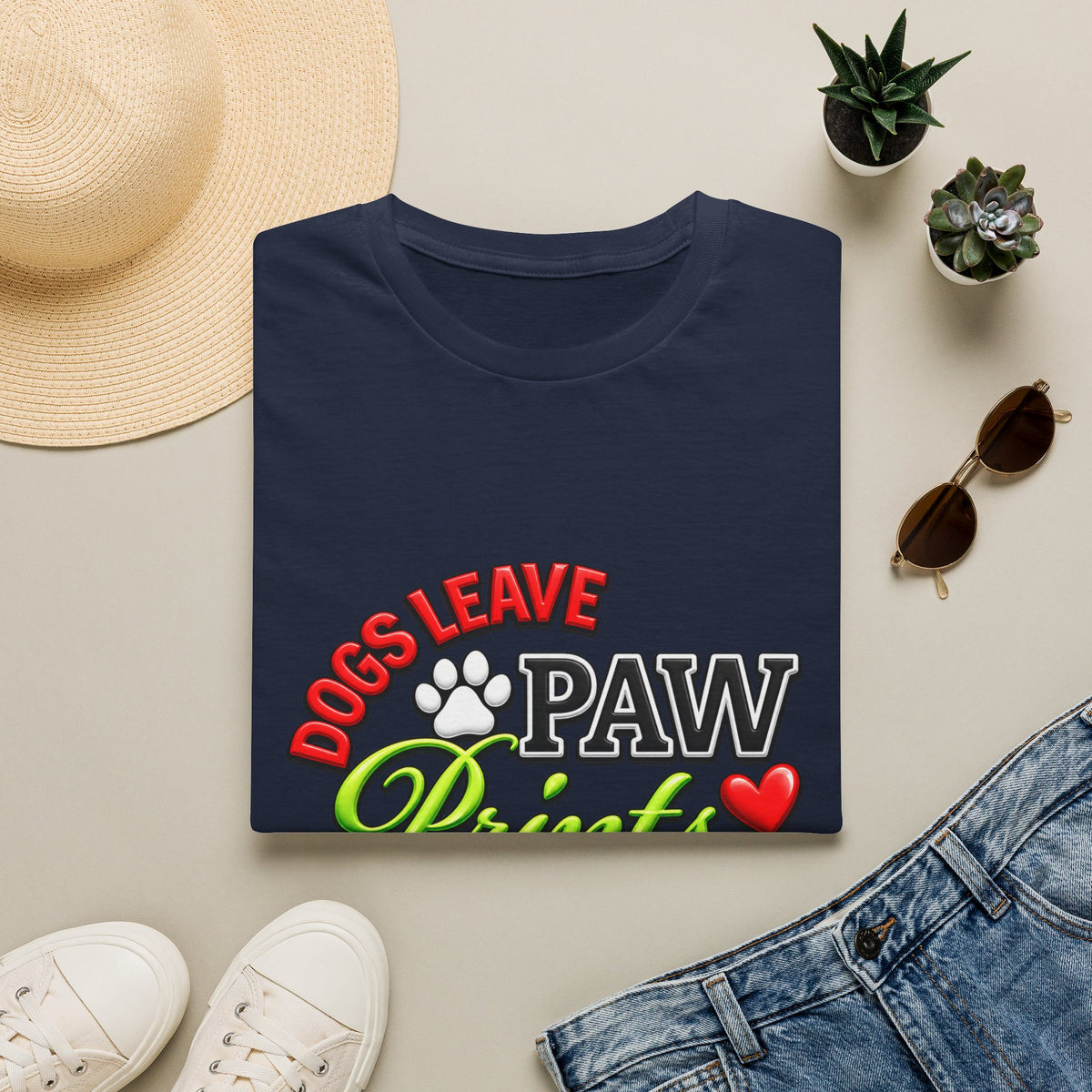 Dogs Leave Paw Prints T-Shirt — "Paw Prints Forever on Our Hearts" Memorial Tee