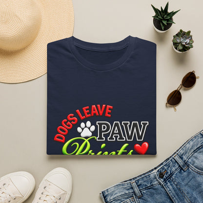 Dogs Leave Paw Prints T-Shirt — "Paw Prints Forever on Our Hearts" Memorial Tee