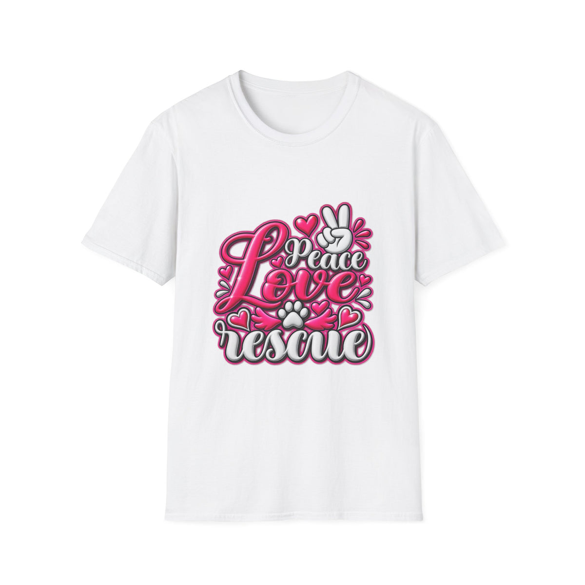 Rescue Love T-Shirt — "Peace Love Rescue" Pet Rescue Animal Advocate Tee