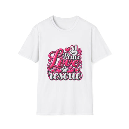 Rescue Love T-Shirt — "Peace Love Rescue" Pet Rescue Animal Advocate Tee