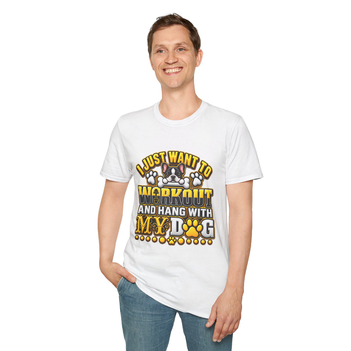 Workout & Hang With My Dog T-Shirt — Funny Dog Lover Fitness Tee